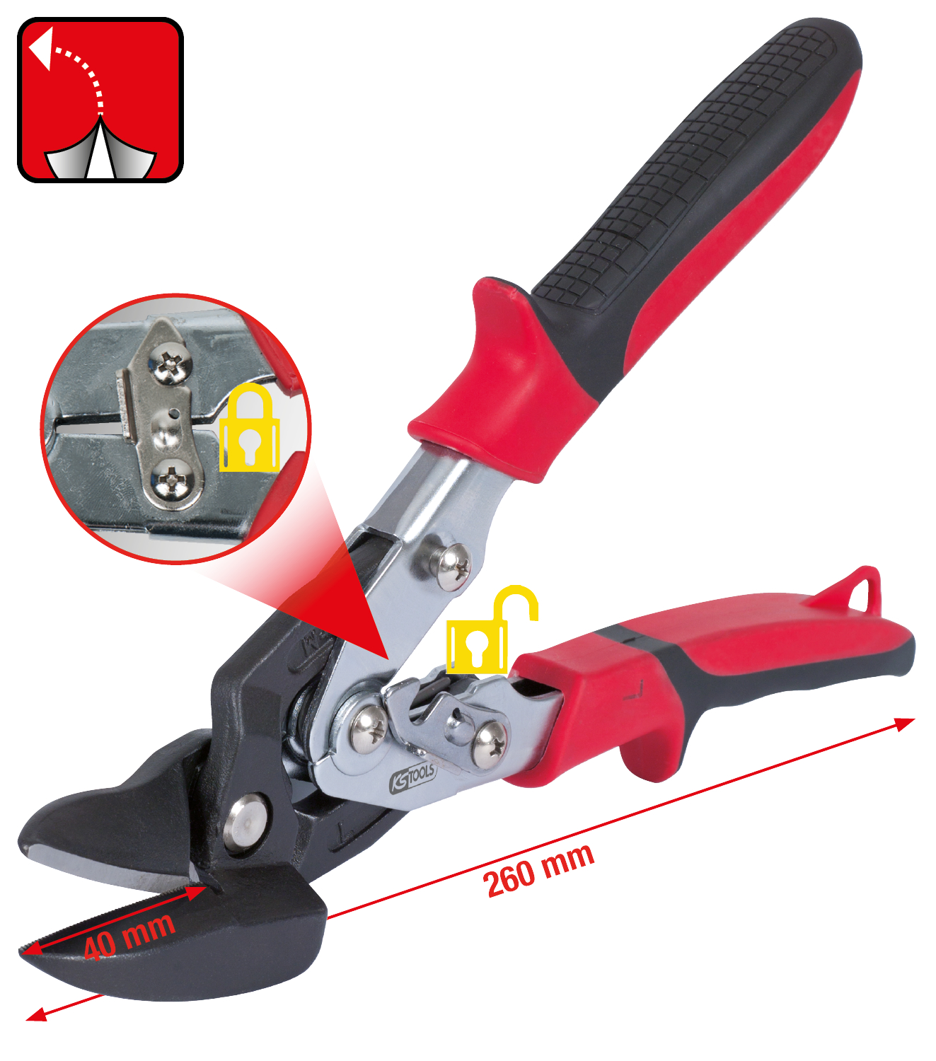 KS Tools Figuren-Durchlaufschere, linksschneidend