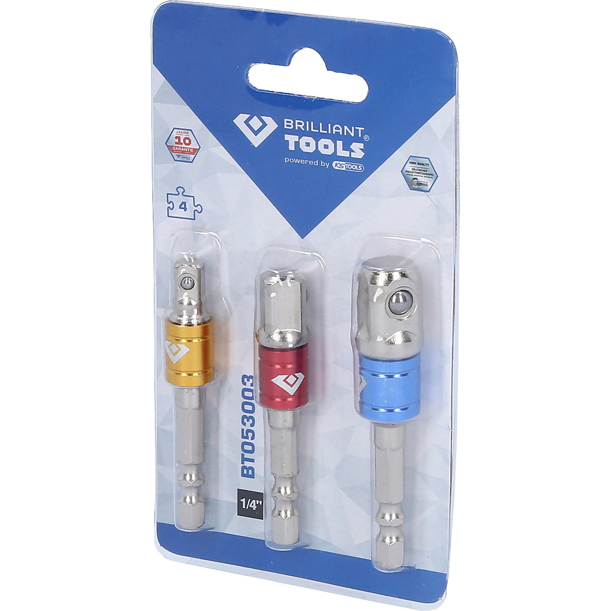 Brilliant Tools 1/4" Vierkant-Adapter-Satz 1/4" + 3/8" + 1/2", 3-tlg