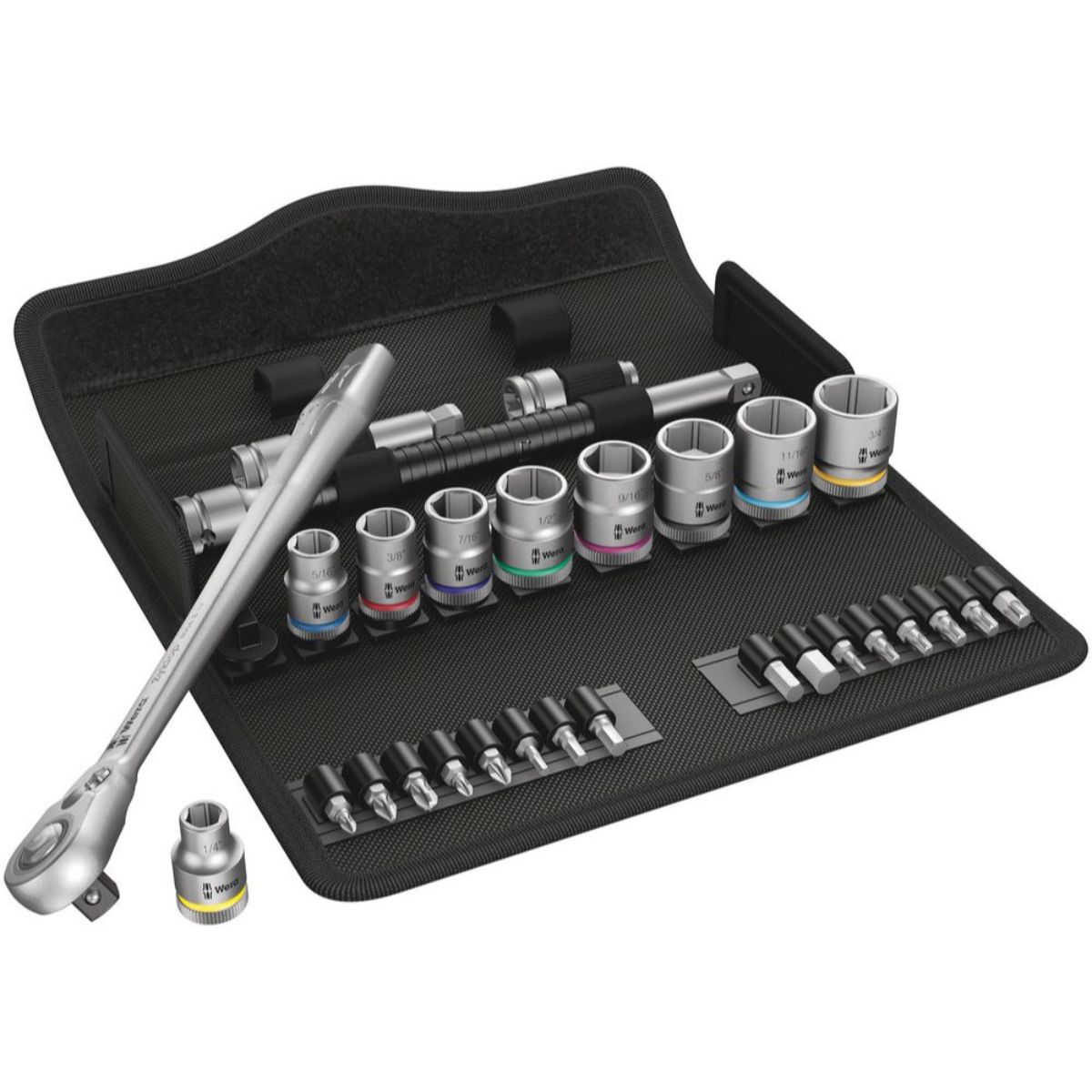 Wera 8100 SB 11 Zyklop Metal-Knarrensatz, Umschalthebel, 3/8"-Antrieb, zöllig, 29-teilig