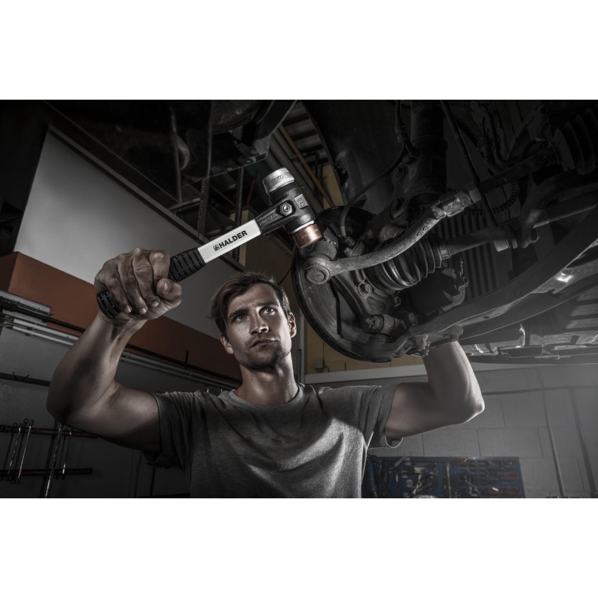 HALDER SIMPLEX - Schonhammer mit verstärktem TE-Gehäuse und Fiberglasstiel, Kupfer / Weichmetall