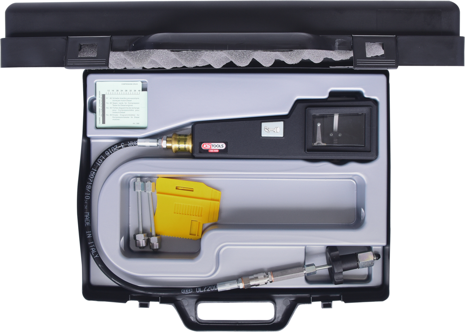 KS Tools Kompressions-Druckprüfgerät für Dieselmotoren mit Diagrammschreiber, 53-tlg