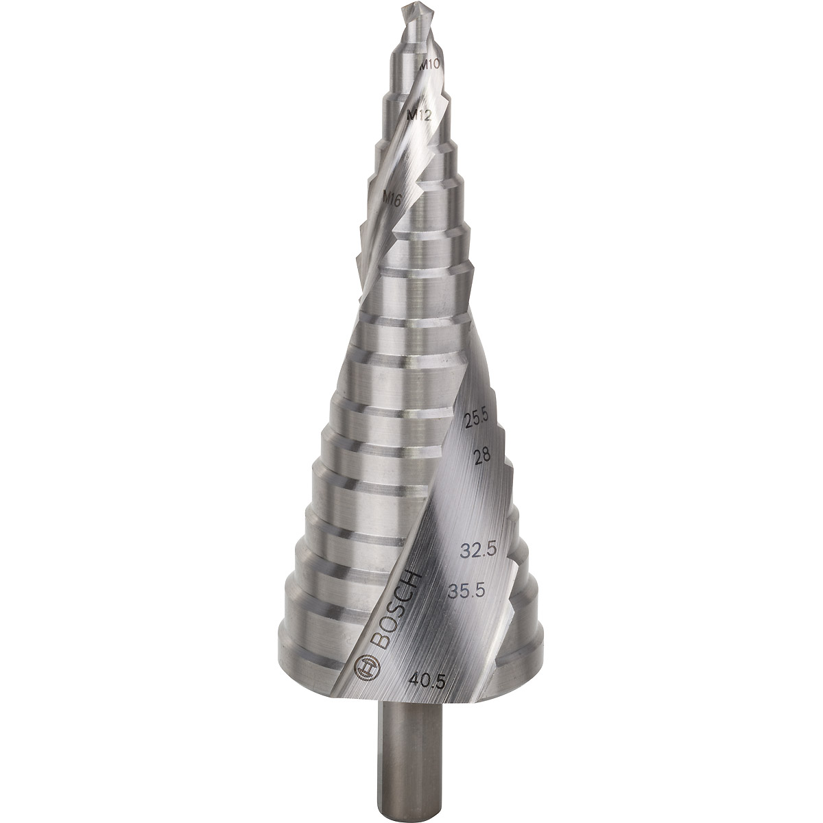 Bosch Stufenbohrer HSS, für Kabelverschraubungen, M10-M40, 10 mm, 125,5 mm, 16 Stufen