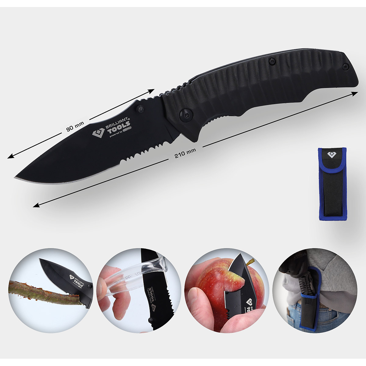Brilliant Tools Klappmesser mit Arretierung und Tasche