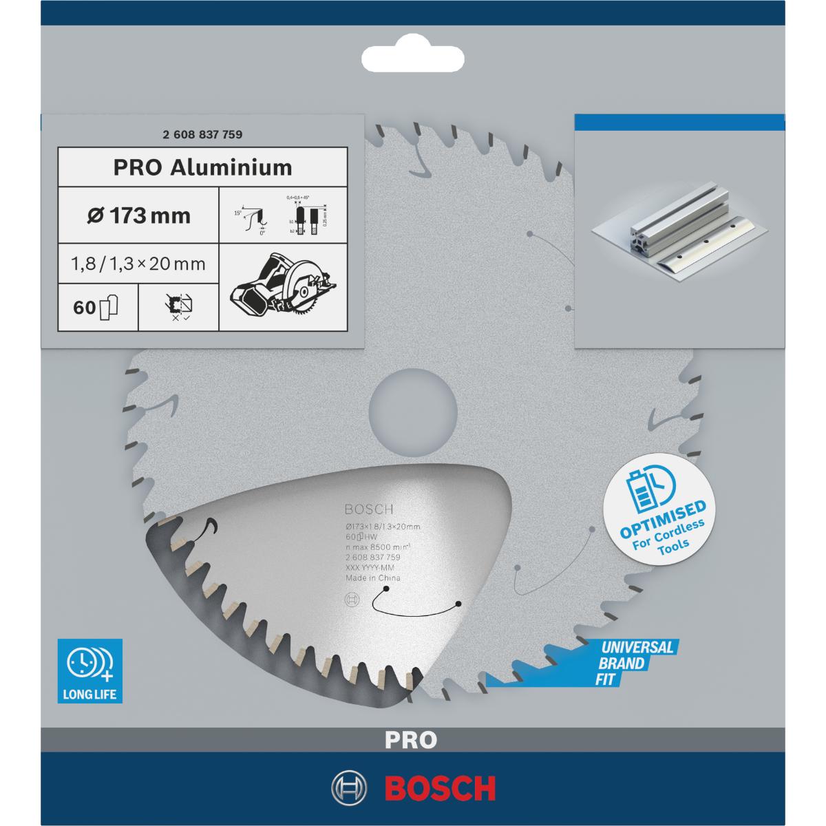 Bosch PRO Akku-Kreissägeblatt Standard for Aluminium 184 x 2/1,5 x 16, 56 Zähne