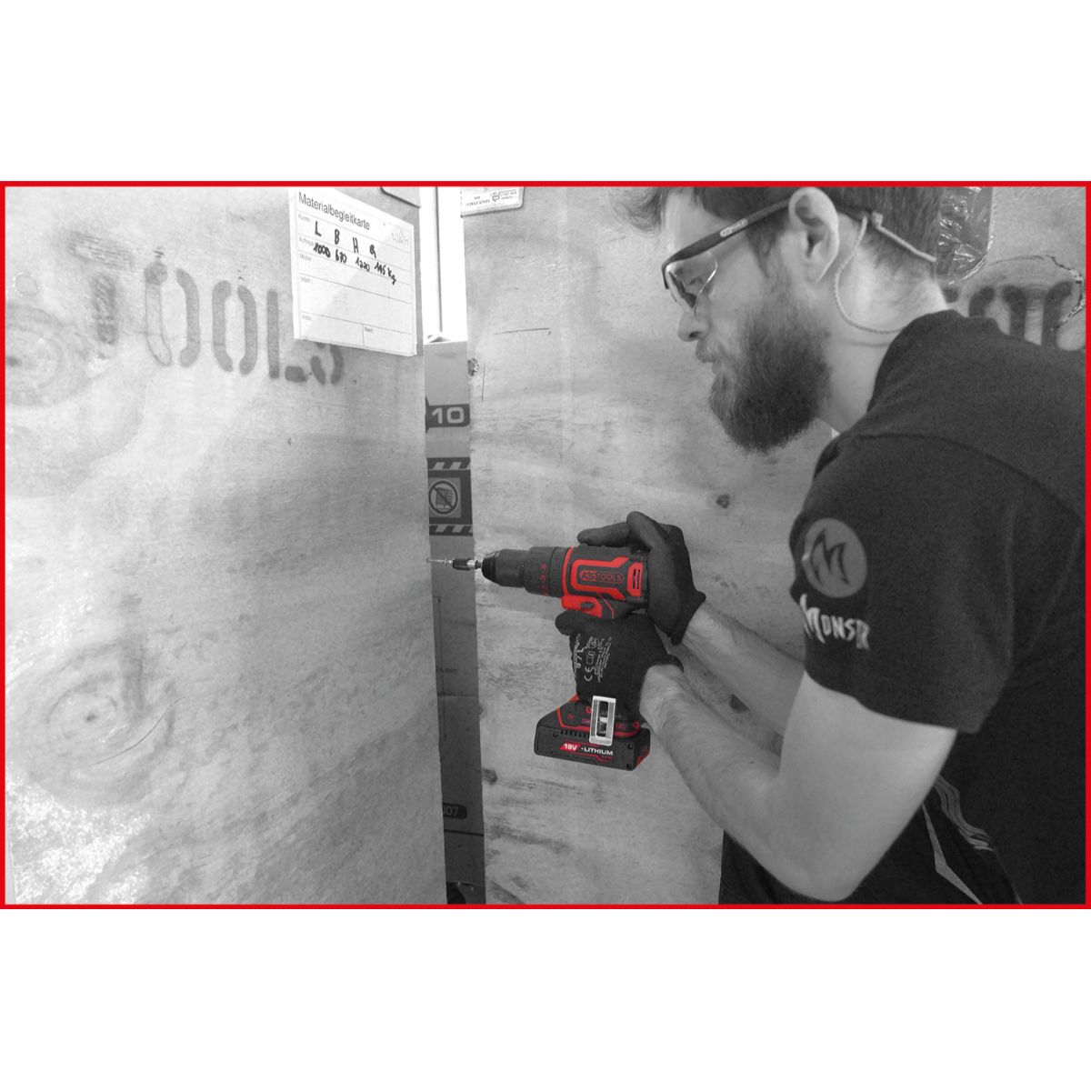 KS Tools eMONSTER Brushless-Akku-Schlag-Bohr-Schrauber-Satz, 4-tlg