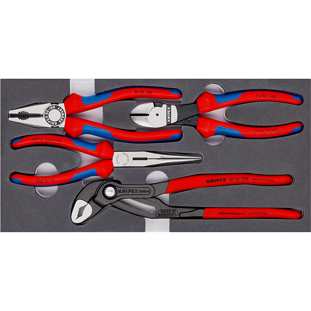 KNIPEX Zangen-Set in Schaumstoffeinlage 333 mm