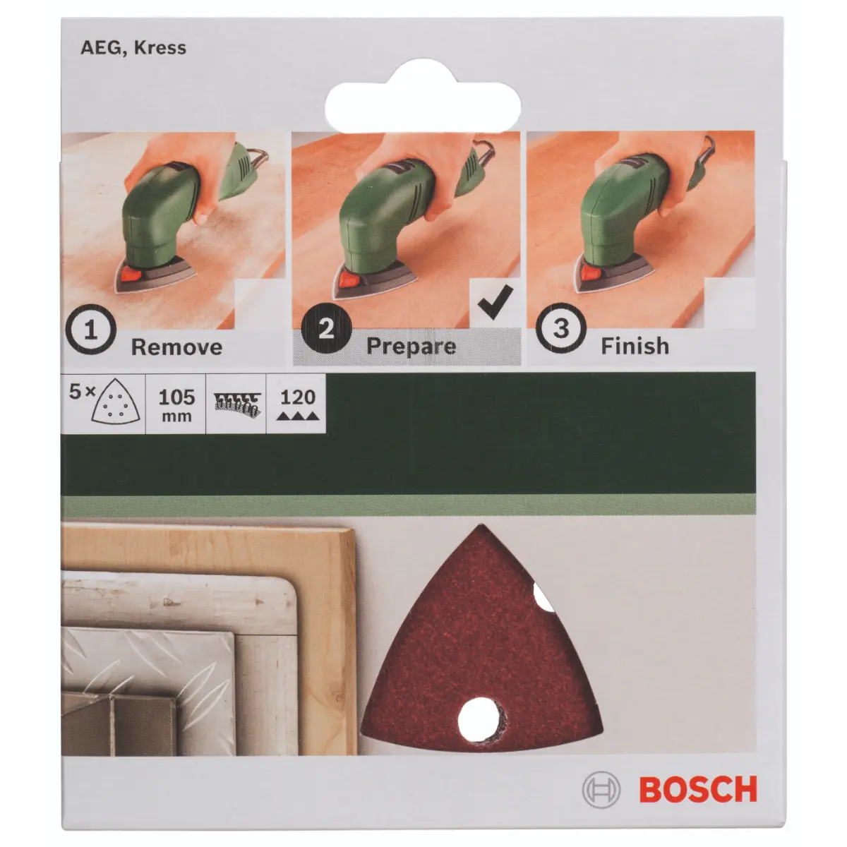 Bosch Schleifblatt-Set für Deltaschleifer K=120, 105 mm, 5-tlg.