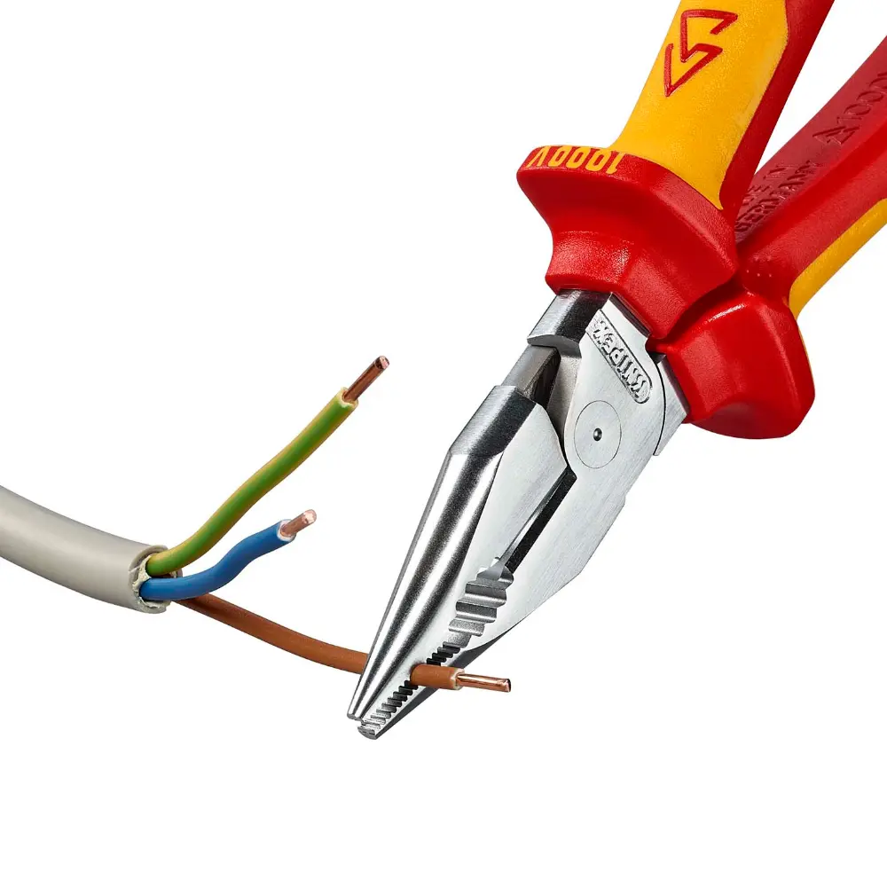 KNIPEX Spitz-Kombizange isoliert mit Mehrkomponenten-Hüllen, VDE-geprüft verchromt 185 mm
