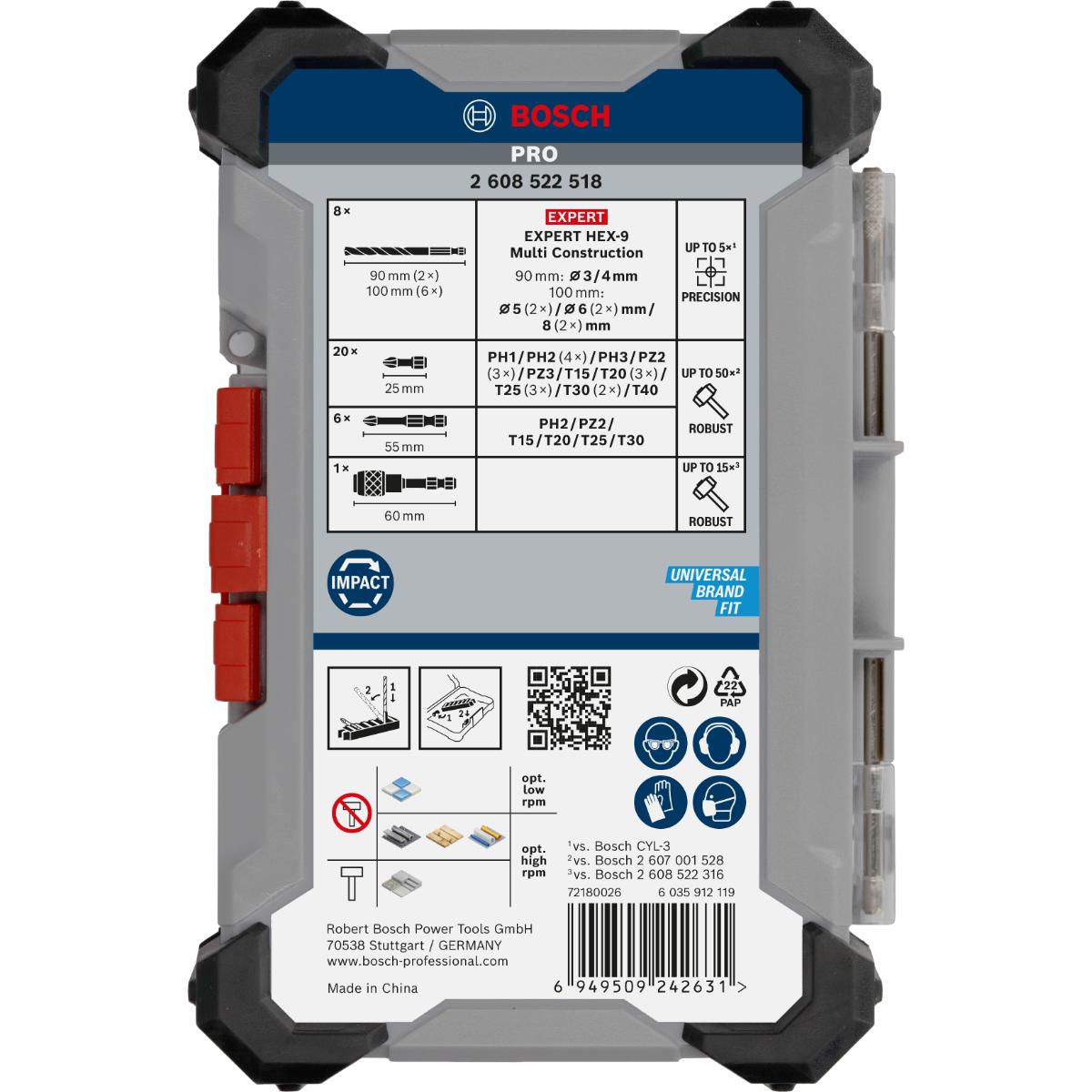 Bosch PRO Impact Schrauberbits und Multi Construction Bohrer Mixed, 35-teiliges Set