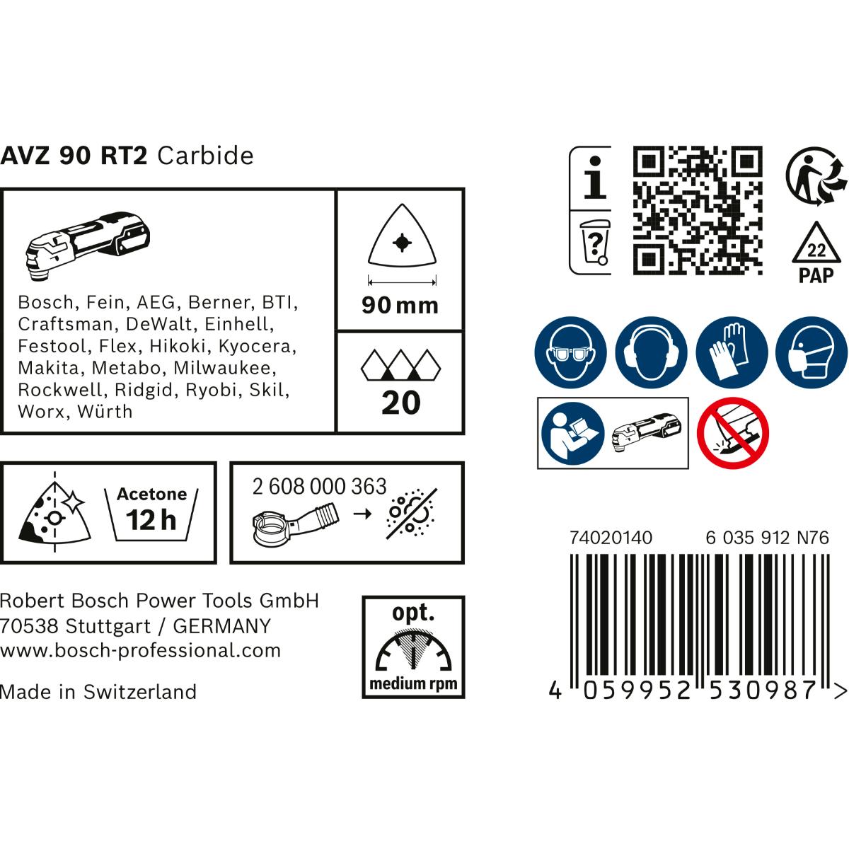 Bosch EXPERT Schleifplatte AVZ 90 RT2 Blatt für Multifunktionswerkzeuge