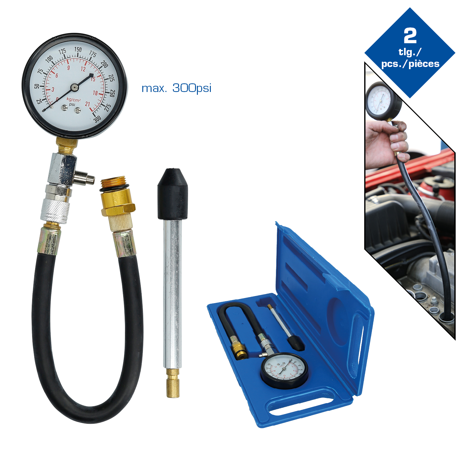 Brilliant Tools Kompressionstester-Satz für Benzin Motoren, 2-tlg - BT581150