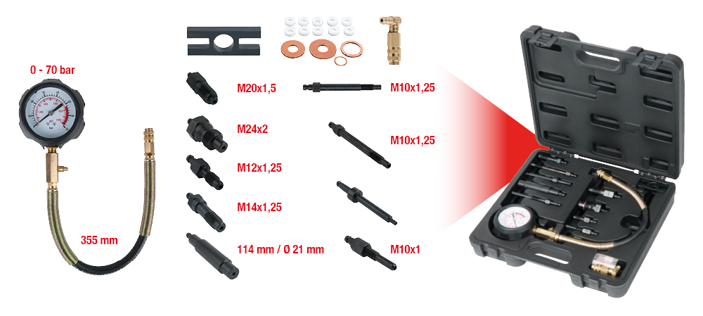 KS Tools Kompressions-Druckprüfgerät, 13-tlg