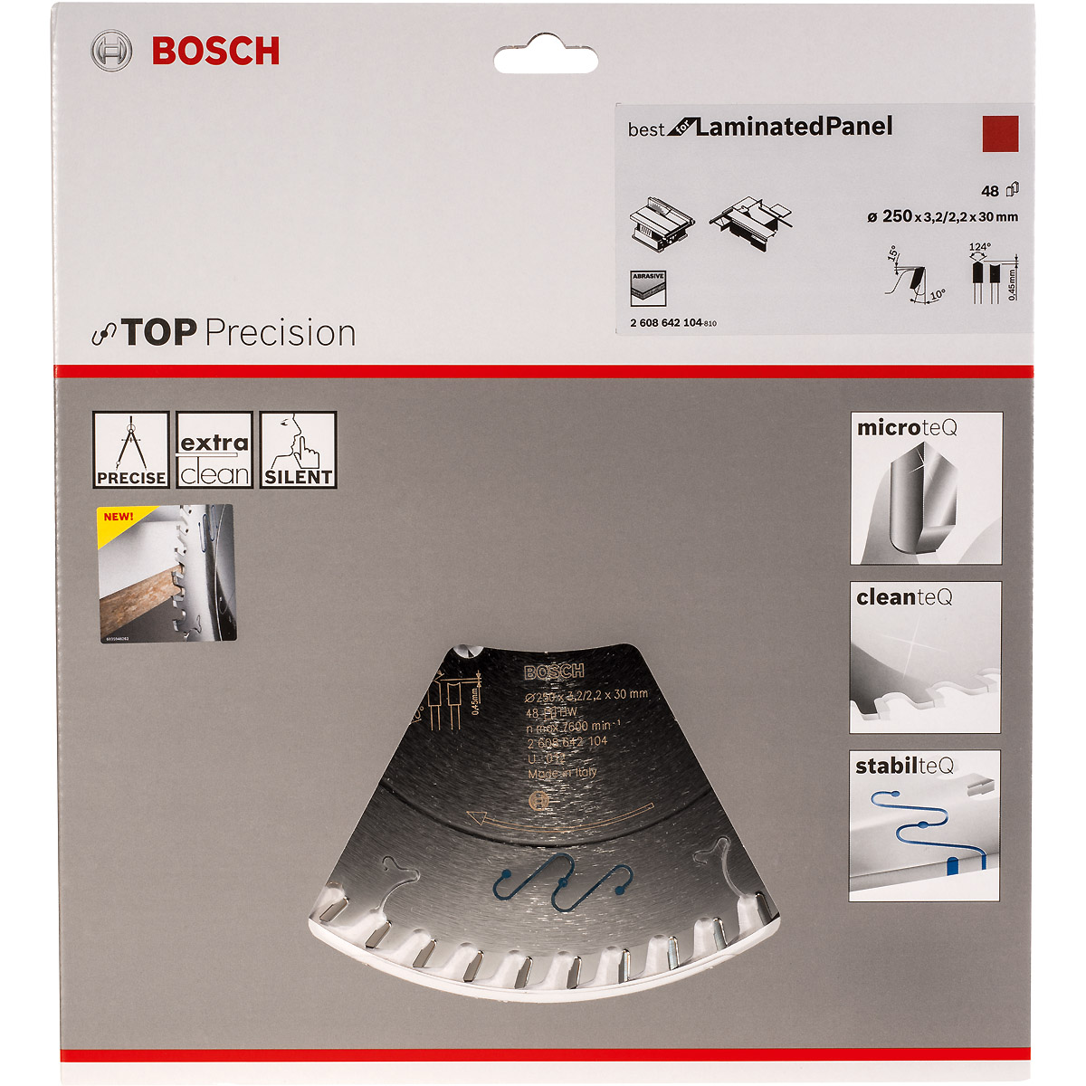 Bosch Kreissägeblatt Top Precision Best for Laminated Panel Abrasive 250x30x3,2mm, 48 Zähne
