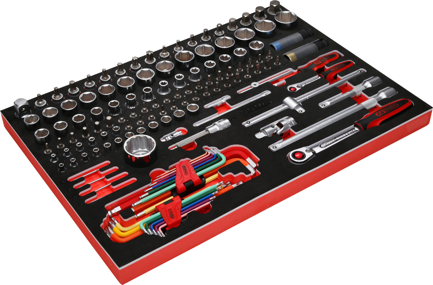 KS Tools 1-4'' + 1-2'' Steckschlüssel-Satz in Schaumstoffeinlage, 137-tlg