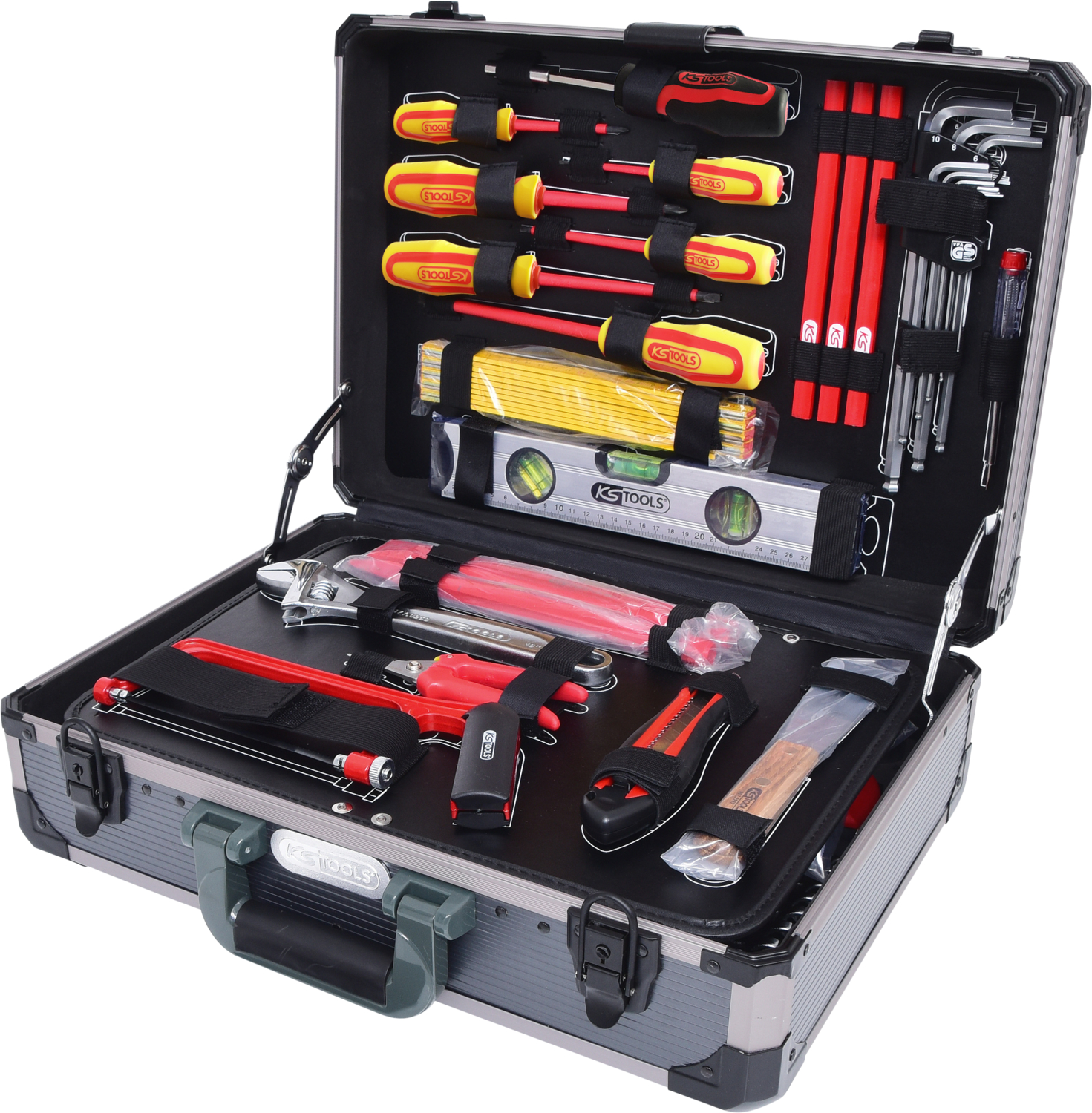 KS Tools 1/4" + 1-2 Elektriker-Werkzeugkoffer, 128-tlg