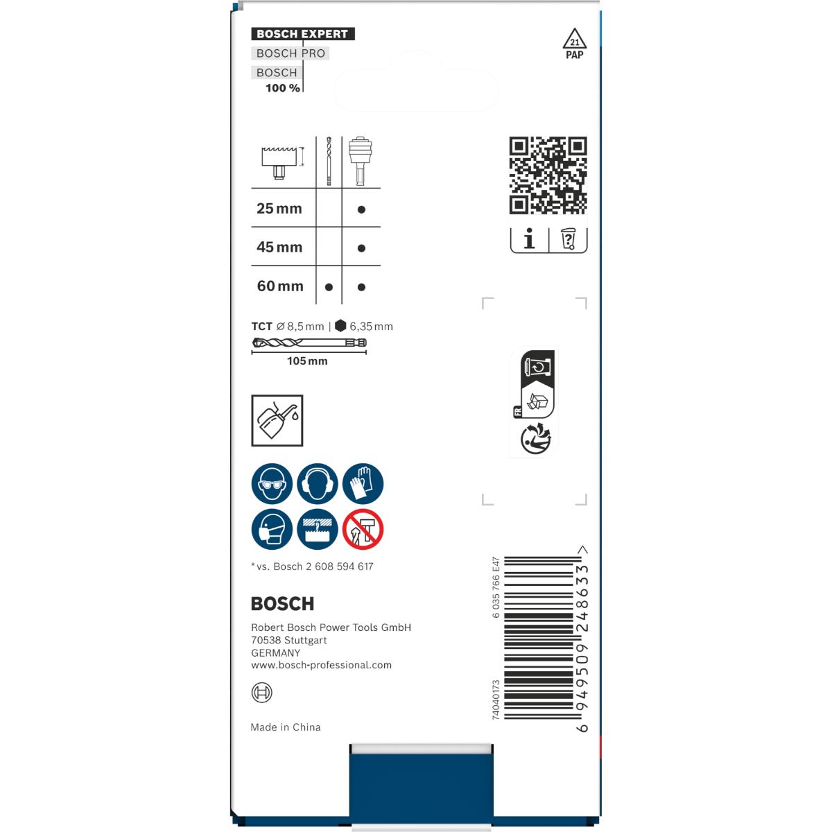 Bosch EXPERT Power Change Plus mit Zentrier, Ø8,5 x 60 x 105 mm, 2-teiliges Set