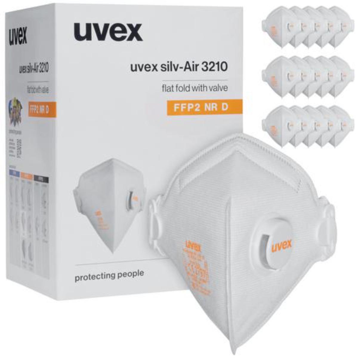 uvex silv-Air c Atemschutzmaske 3210 FFP2 mit Ausatemventil - 15 Stück