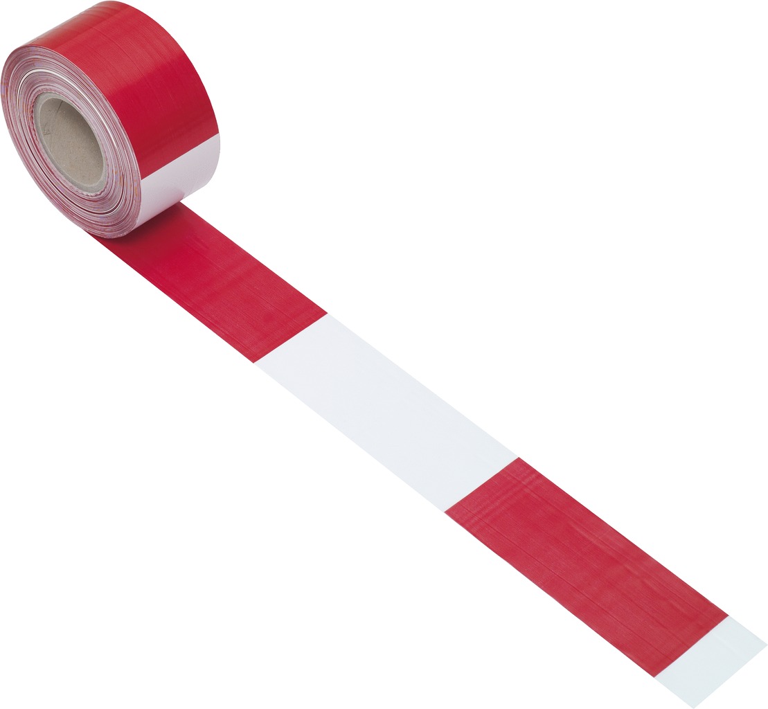 KS Tools Folien-Absperrband rot-weiss schraffiert
