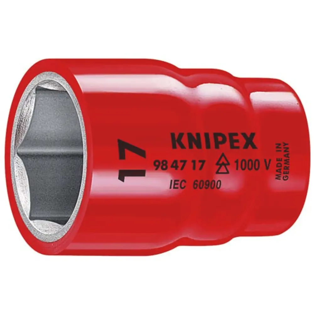 KNIPEX Steckschlüsseleinsatz (Doppel-Sechskant) mit Innenvierkant 1/2 Zoll 61 mm