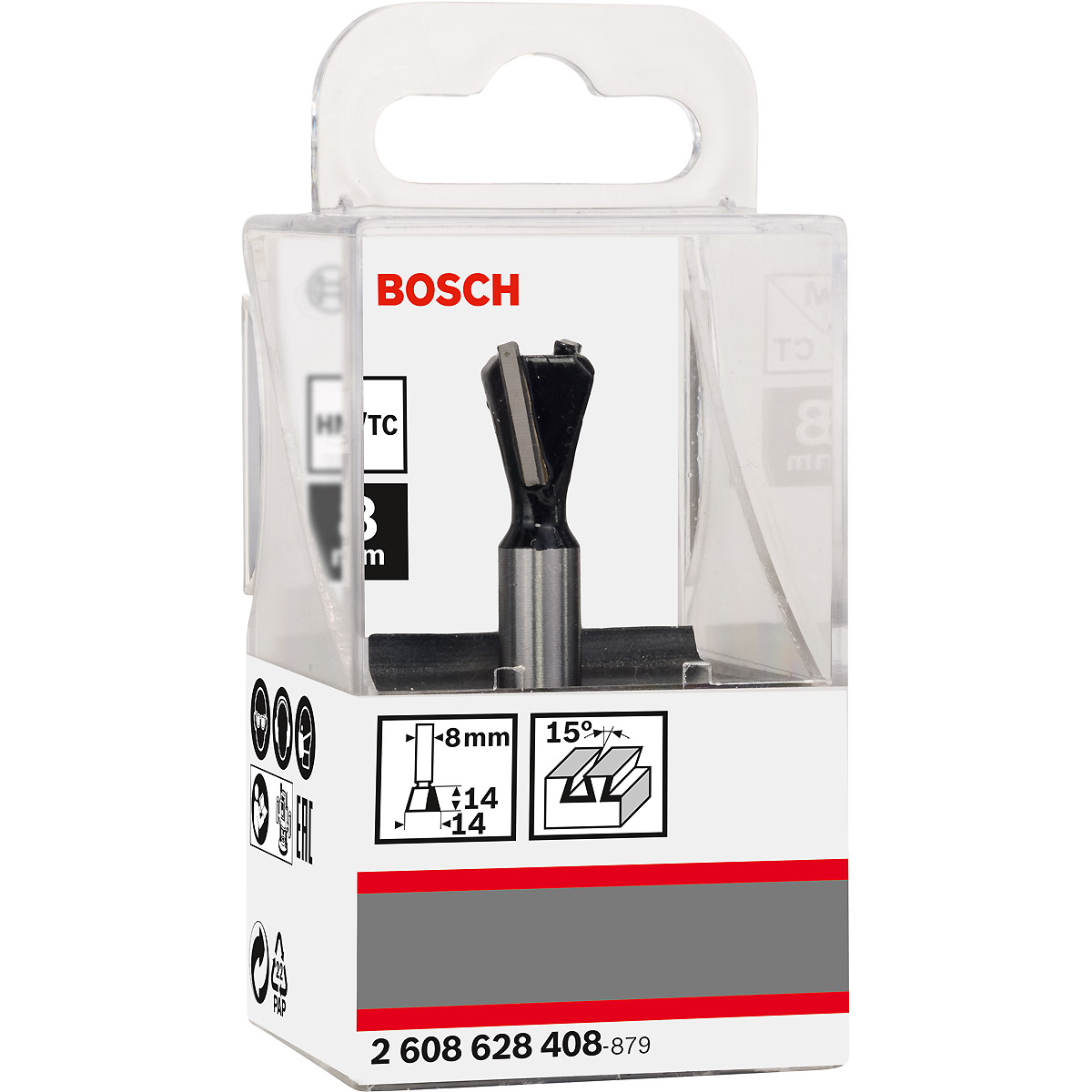 Bosch PRO Zinkenfräser, 8 mm, D1 14 mm, L 14 mm, G 55 mm, 15°