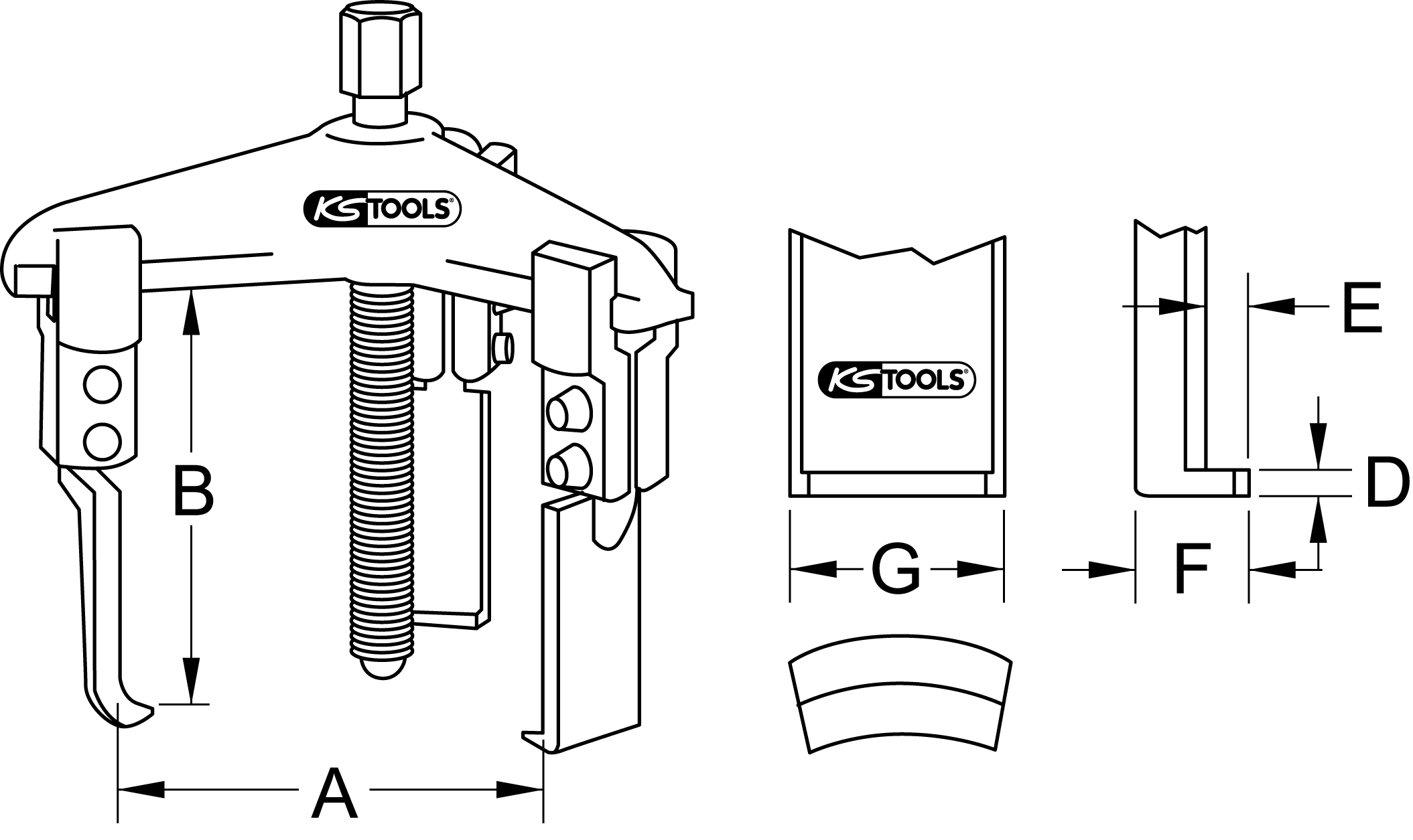 KS Tools Universal-Abzieher 3-armig mit schlanken Haken