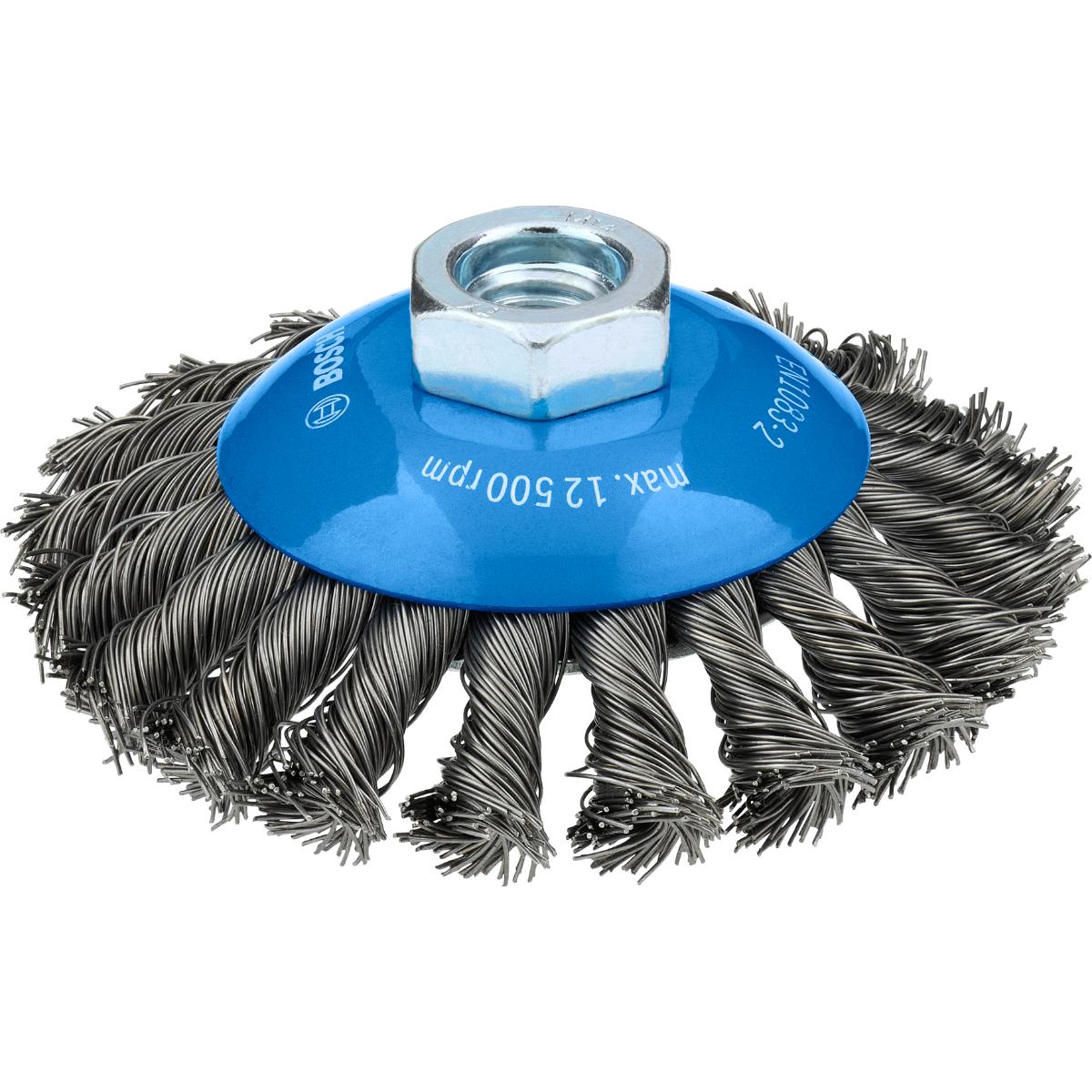 Bosch Metal heavy Kegelbürste, 100 x 0,5 mm, M14, gezopft