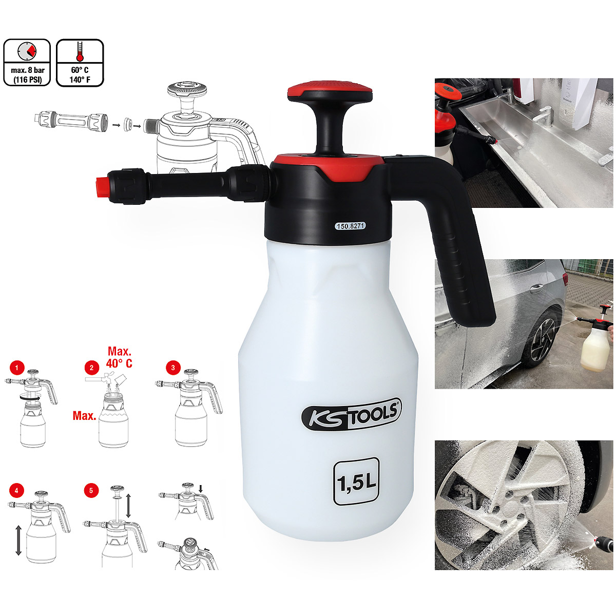 KS Tools Druck-Pump-Schaum-Sprüher (Schäumer), 1,5 l