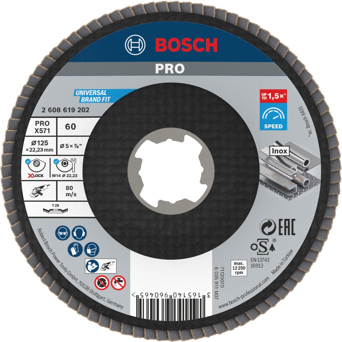 Bosch PRO Fächerschleifscheibe X571 Best for Metal, gewinkelt, Fiber