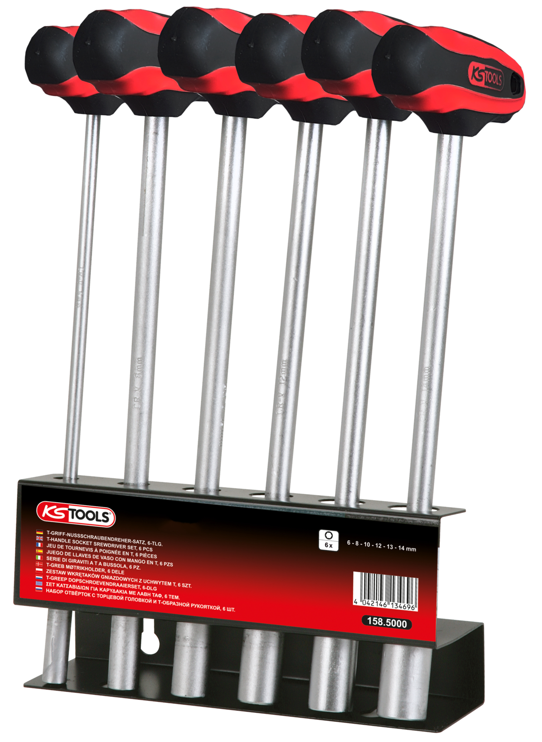 KS Tools T-Griff-Nussschraubendreher-Satz, 6-tlg, 6-14mm