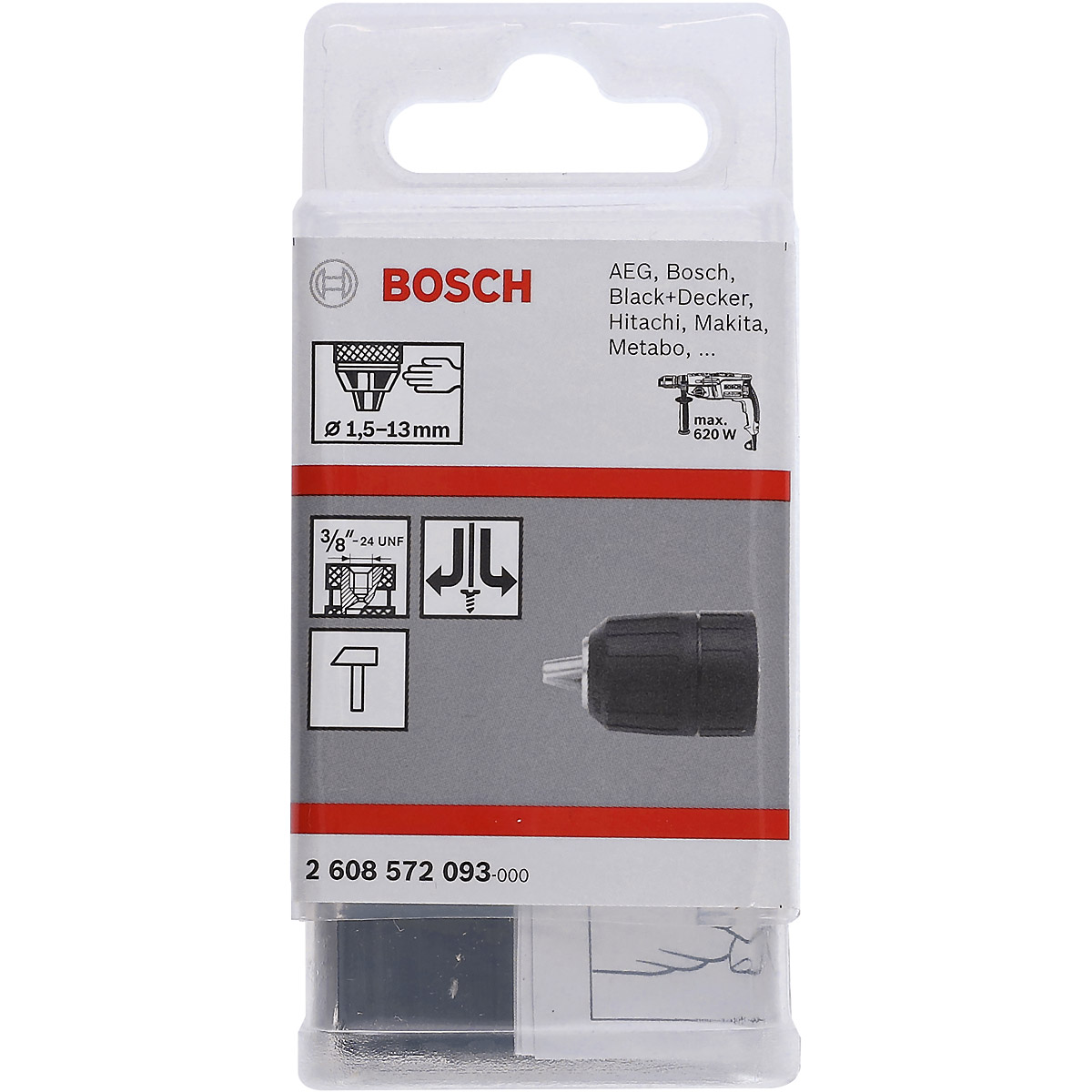Bosch Schnellspannbohrfutter bis 13 mm, 1,5 bis 13 mm, 3/8 Zoll bis 24