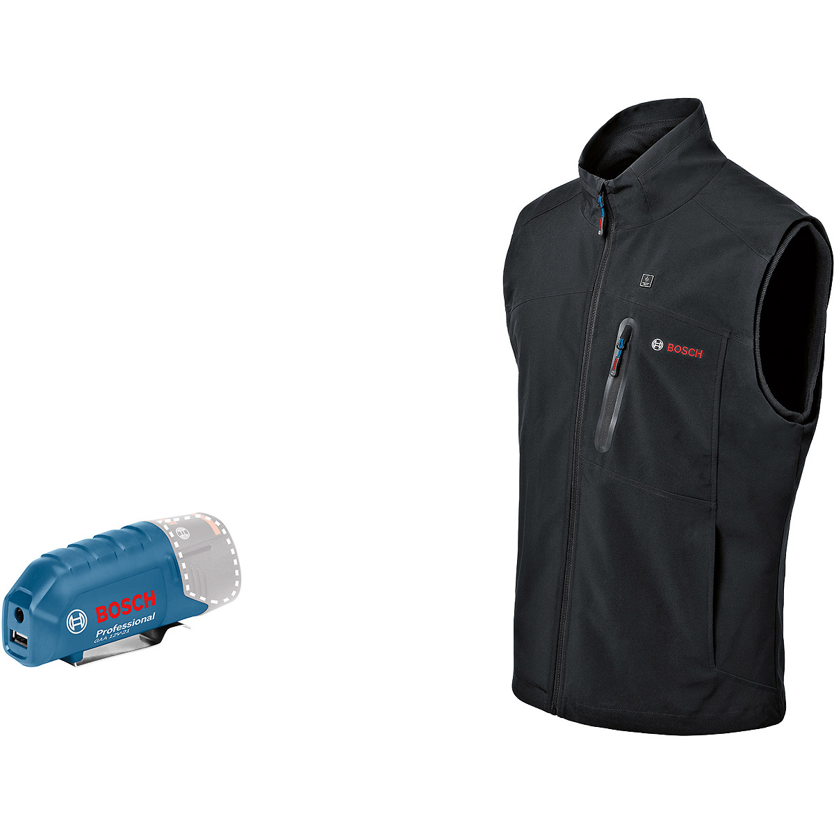 Bosch Beheizbare Weste GHV 12+18V XA, mit Akkuadapter 