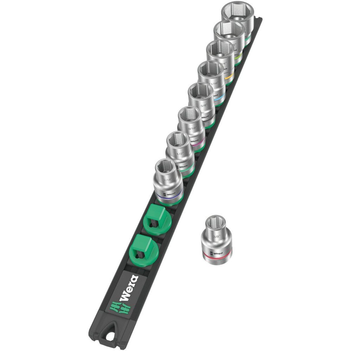 Wera Nuss-Magnetleiste C Imperial 1 Zyklop Steckschlüsseleinsatz-Satz, 1/2"-Antrieb, zöllig, 9-tlg