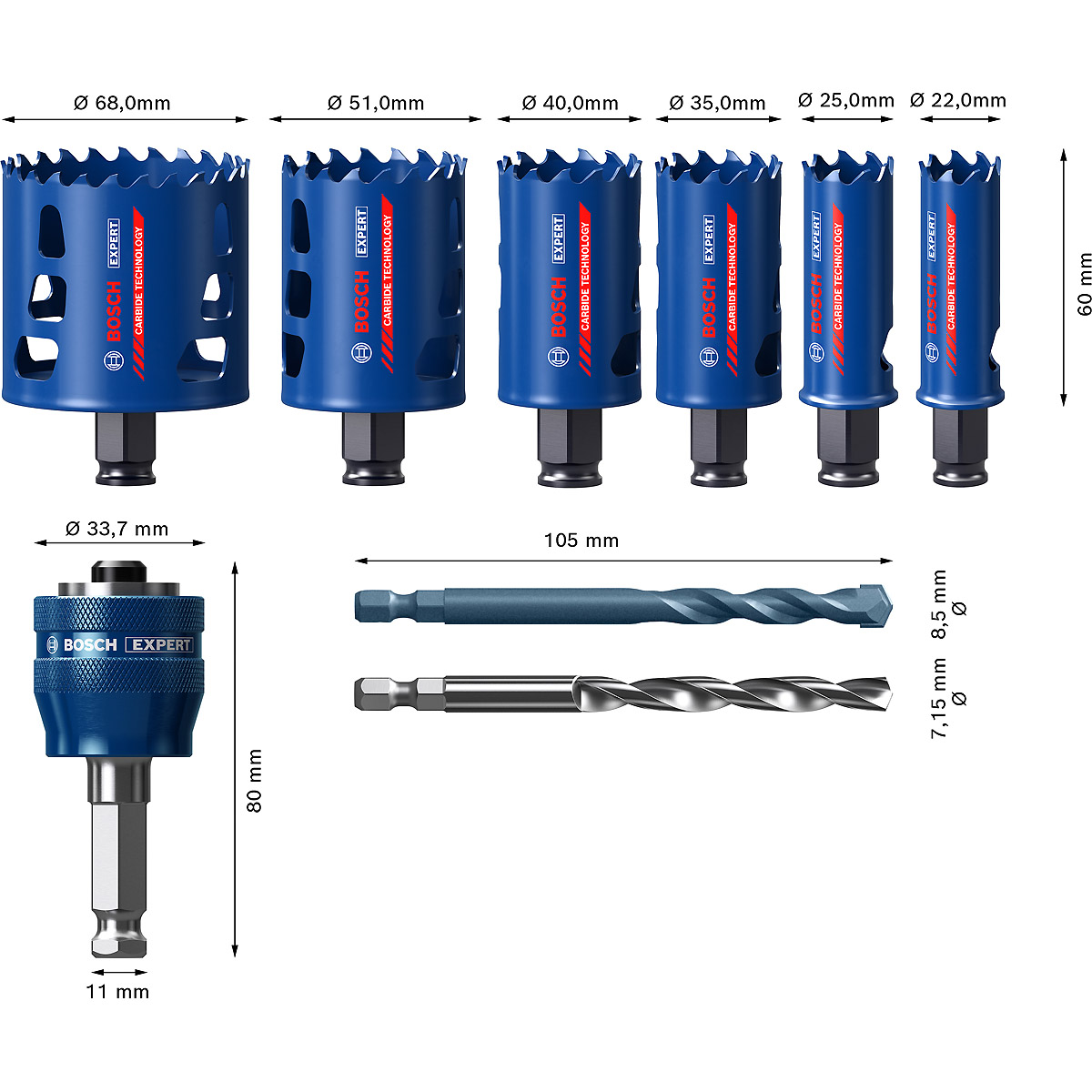 Bosch EXPERT Lochsäge ToughMaterial-Set 8tlg EXP