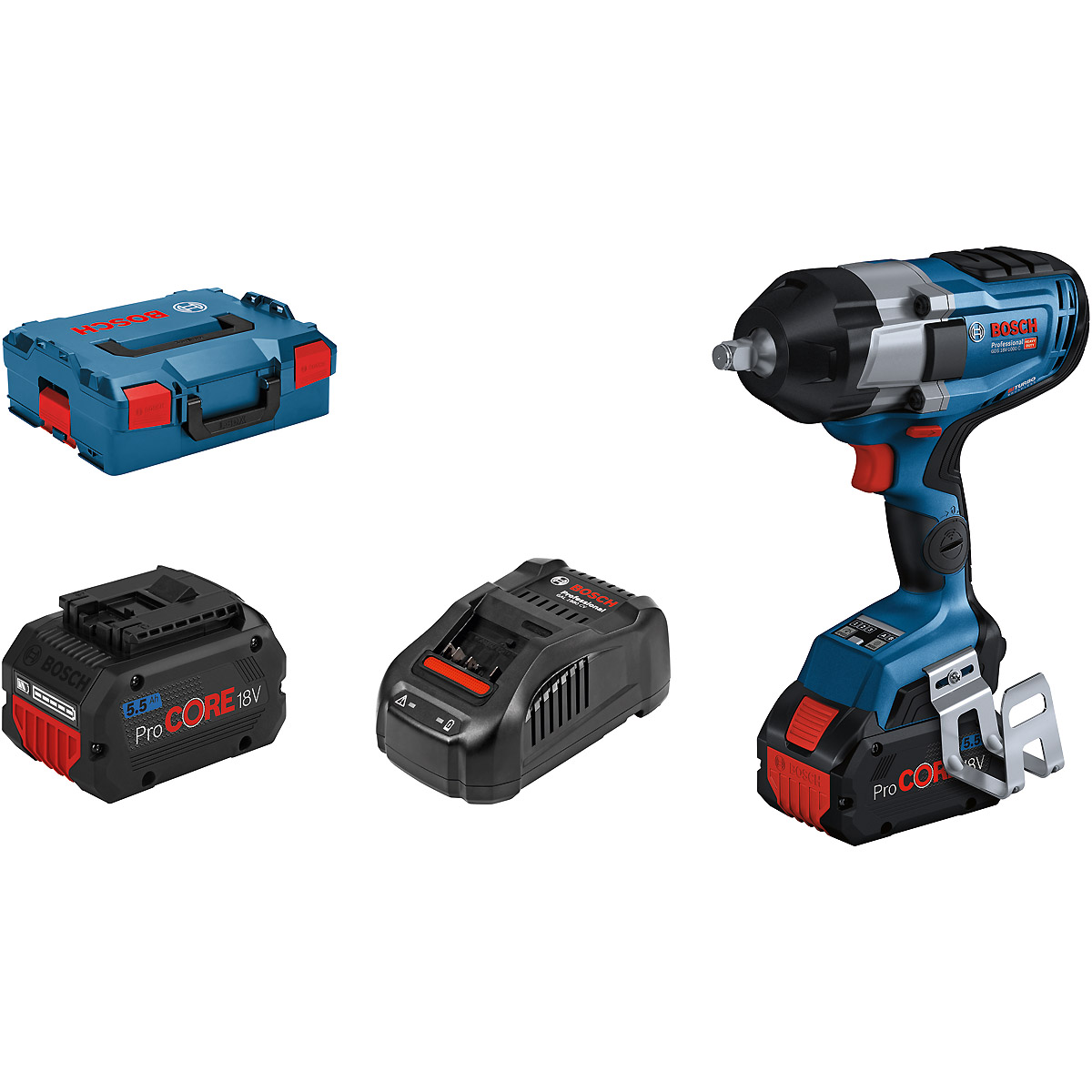 Bosch Akku-Drehschlagschrauber GDS 18V-1000 C: 2x Akku ProCORE18V 5.5Ah in L-BOXX