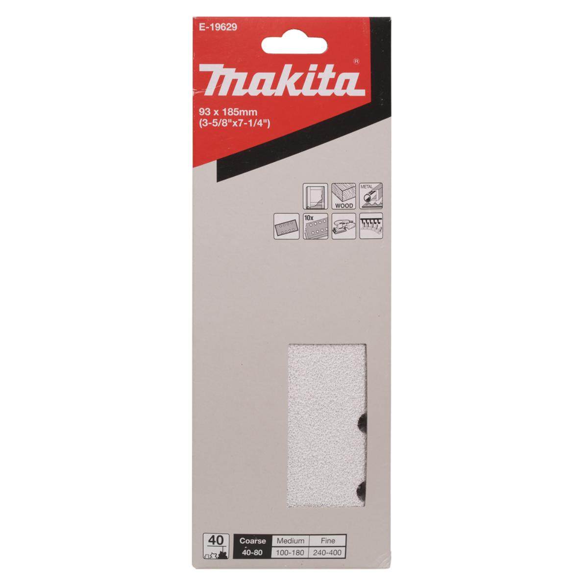 Makita Schleifpapier 93x185mm, Körnung P40,Klett, 8 Loch, 10 Stück