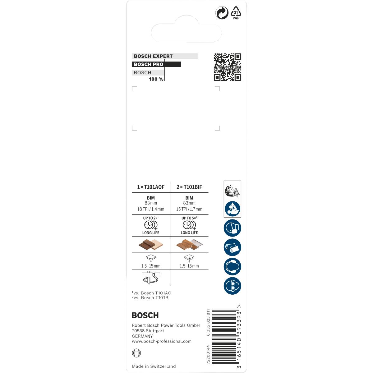 Bosch PRO Stichsägeblatt-Set Special for Laminate, 3-teilig, Einnockenschaft