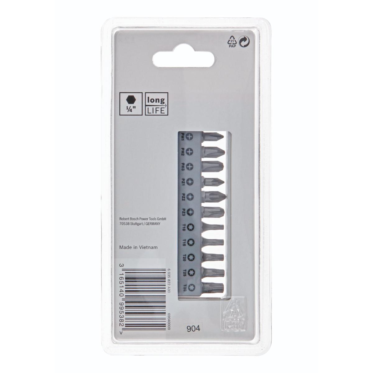 Bosch Extra Hard Kompaktes Schrauberbit mit Bithalter, 11‑teiliges Set