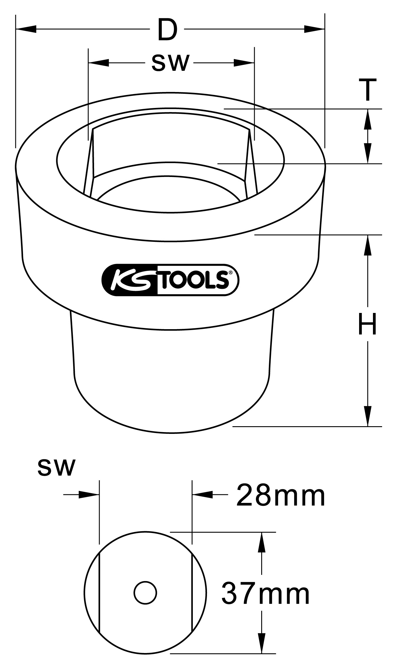 KS Tools Blattfederbolzen-Stecknuss für Scania, 28mm