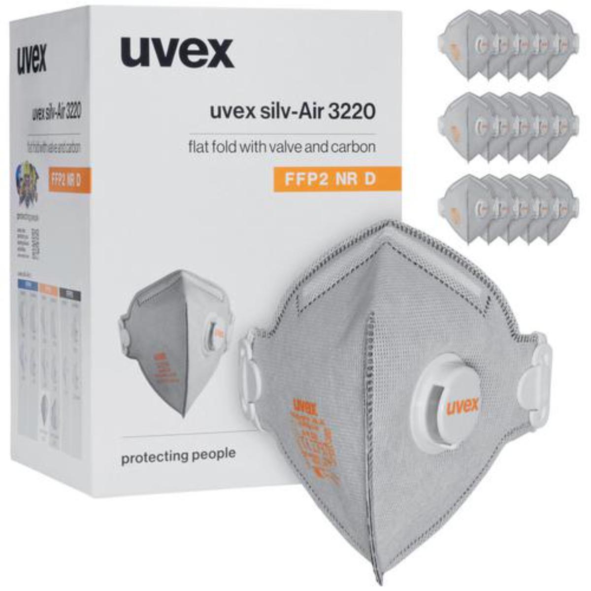 uvex silv-Air c Atemschutzmaske 3220 FFP2 mit Ausatemventil - 15 Stück