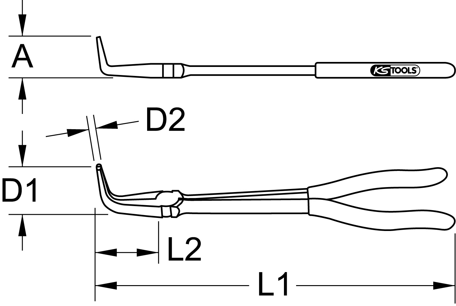 KS Tools Flachrundzange 90° gebogen, XL, 270mm