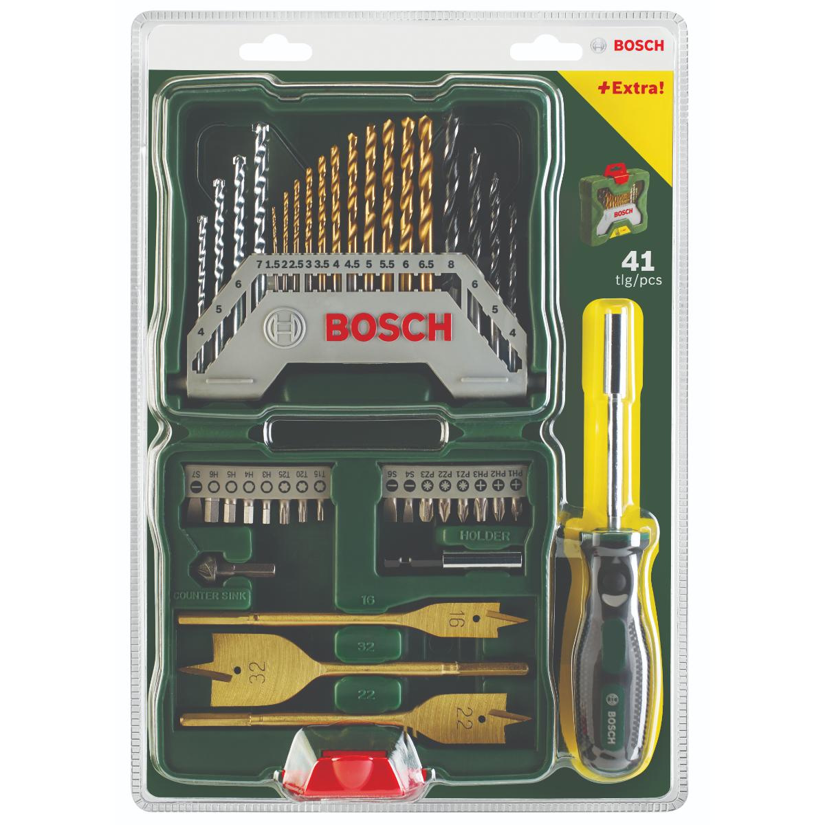 Bosch X-Line TiN-beschichtetes Set, 40‑tlg. + Handschraubendrer