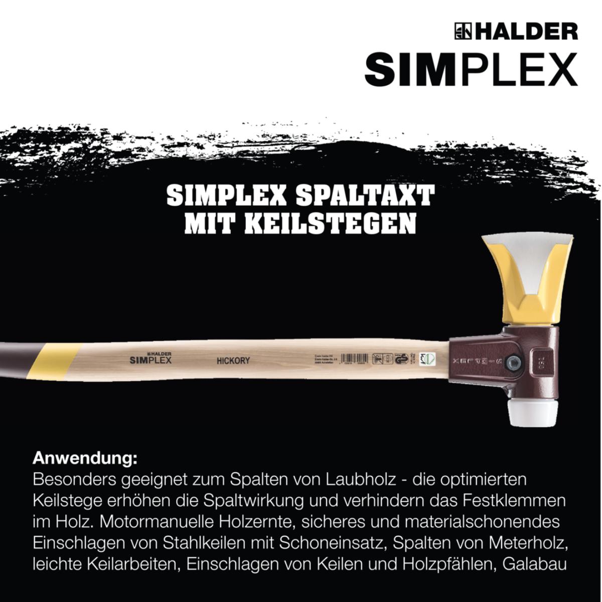 HALDER SIMPLEX - Spaltaxt 751 mit Keilstegen mit Tempergussgehäuse und Hickorystiel