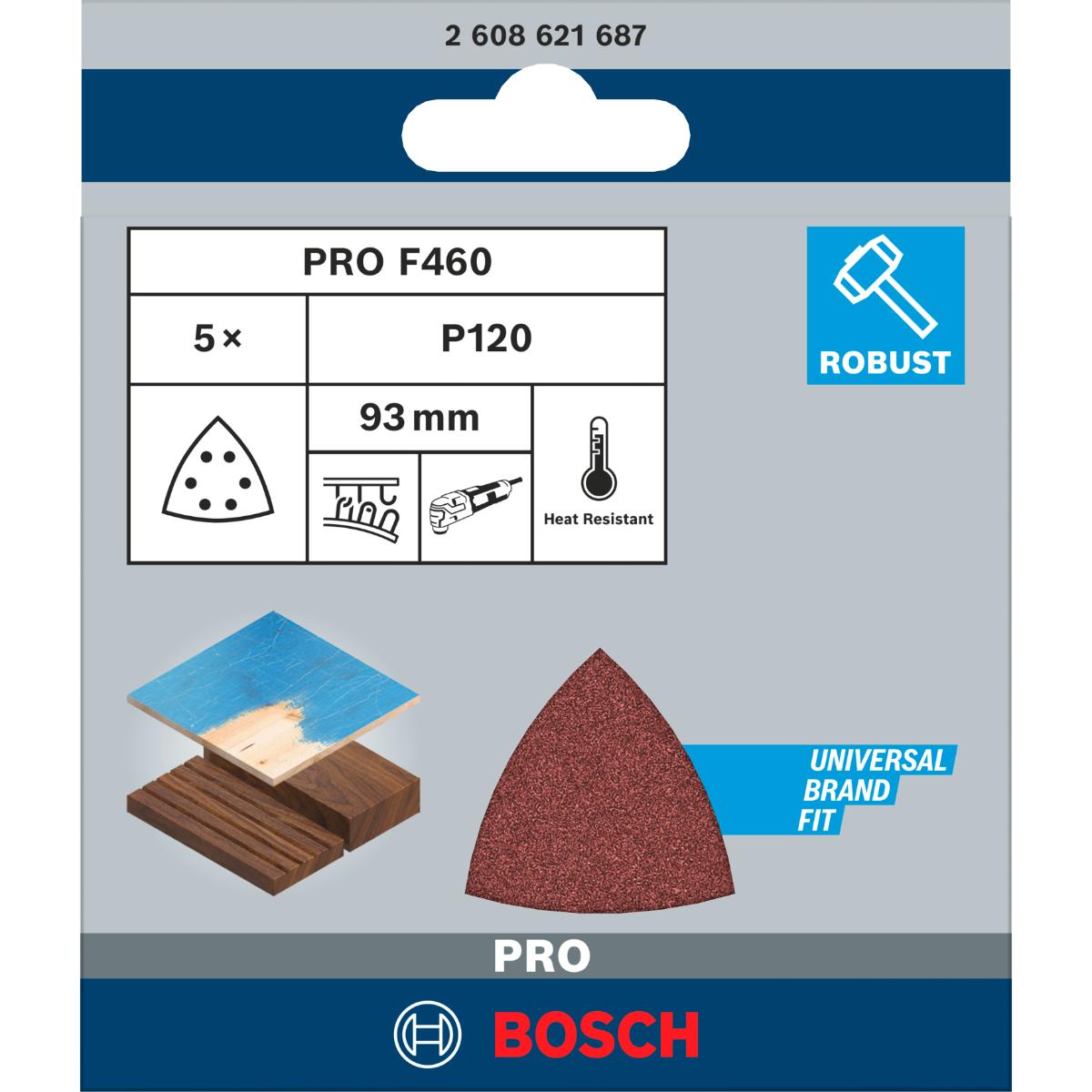 Bosch PRO Schleifblatt F460 Best for Wood and Paint, 93 mm, 40, 5er-Pack