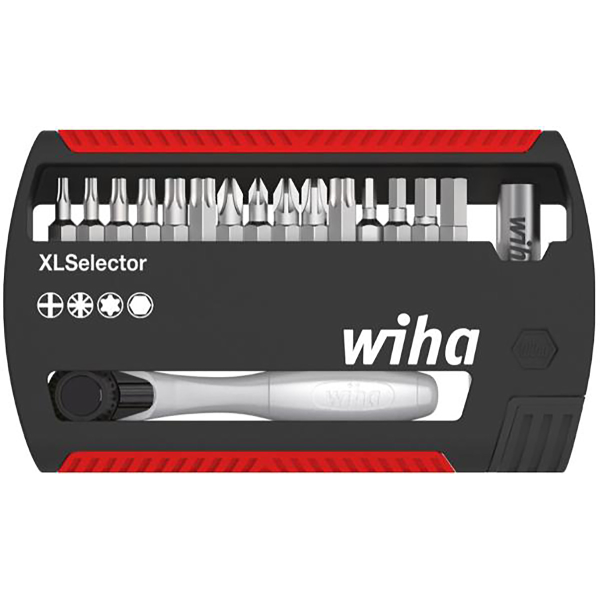 Wiha Bit Set XLSelector Standard 25 mm gemischt 16-teilges Set mit Bitratsche 1/4 zoll C6,3