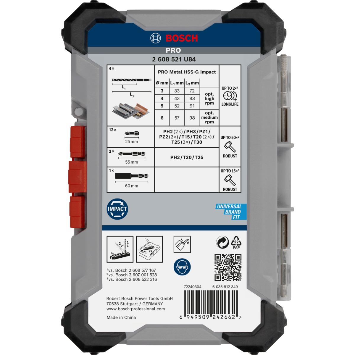 Bosch PRO Impact Schrauberbits und Metallbohrer Mixed, 20-teiliges Set