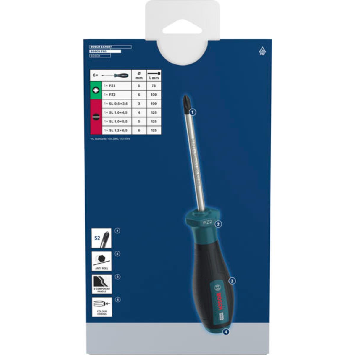 Bosch PRO Schraubendreher PZ/SL, 6-teilges Set