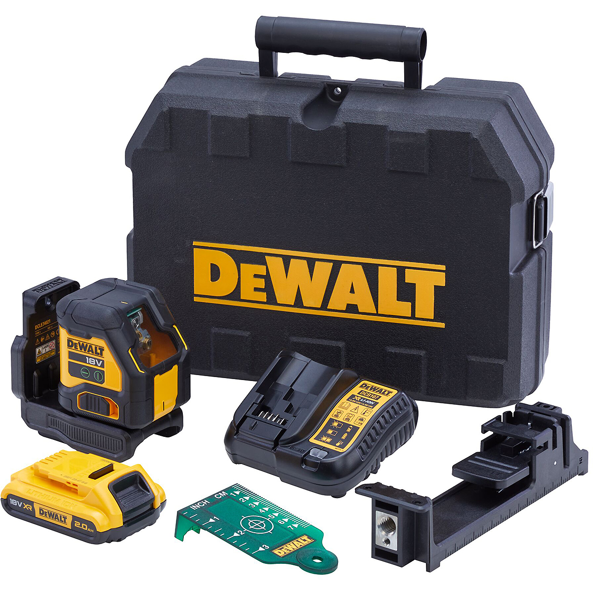 DEWALT Akku-Kreuzlinienlaser Compact 18V grün + Akku + Schnellladegerät