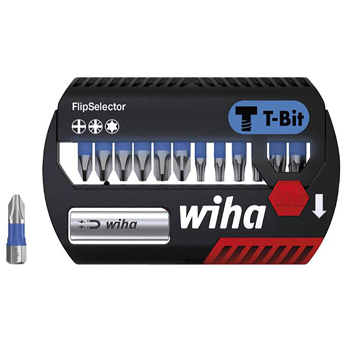 Wiha Bit Set FlipSelector T-Bit 25 mm Phillips, Pozidriv, TORX 13-teilges Set 1/4 zoll C6,3