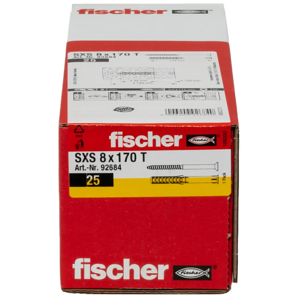 Fischer Langschaftdübel SXS 8x170 T mit Senkkopfschraube