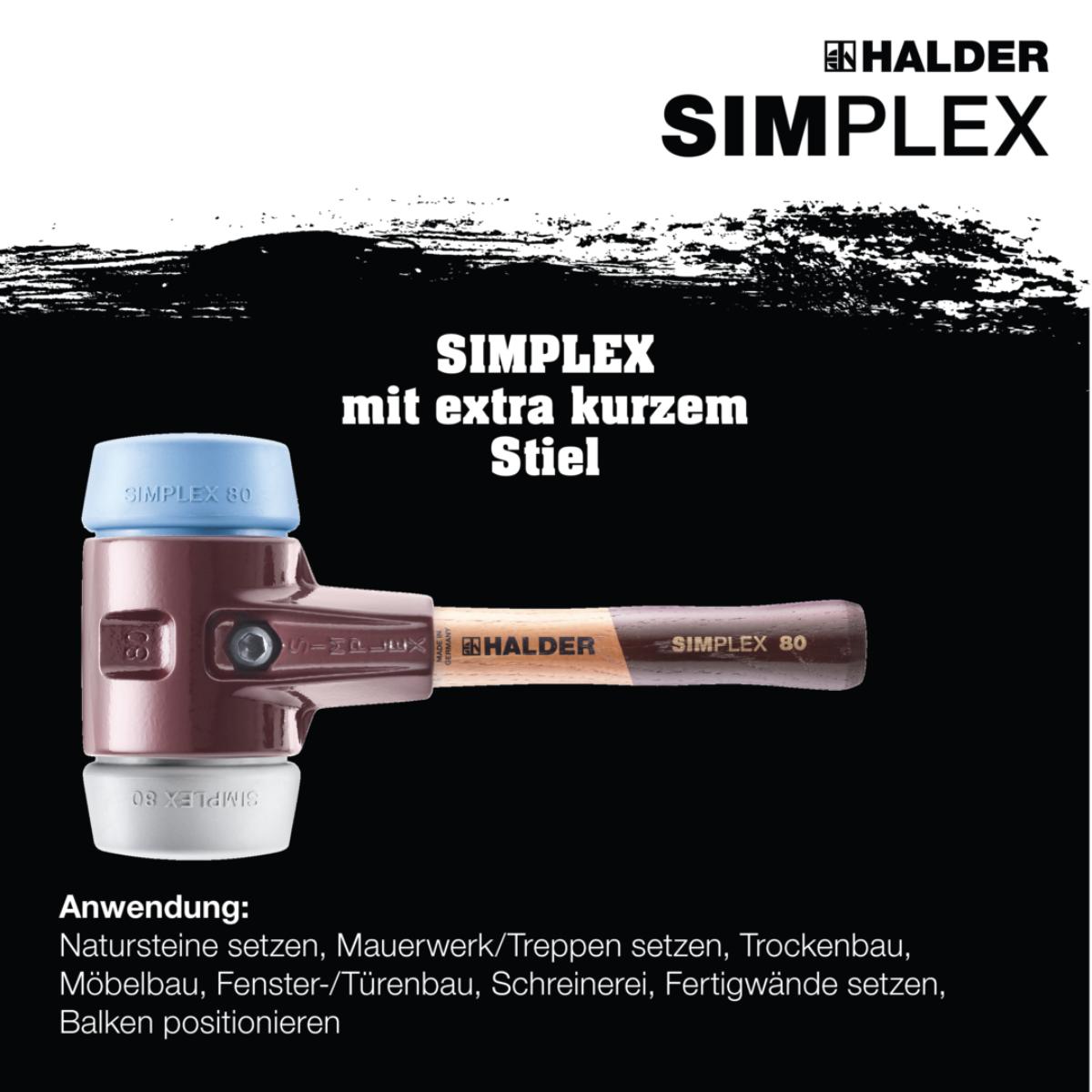 HALDER SIMPLEX - Schonhammer mit TE-Gehäuse und Holzstiel Ø 80 - Stiel 230 mm TPE-mid / TPE-soft